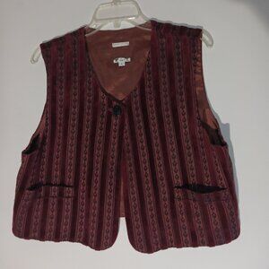 Burgundy Brown Velvet Embellished Vest Size L